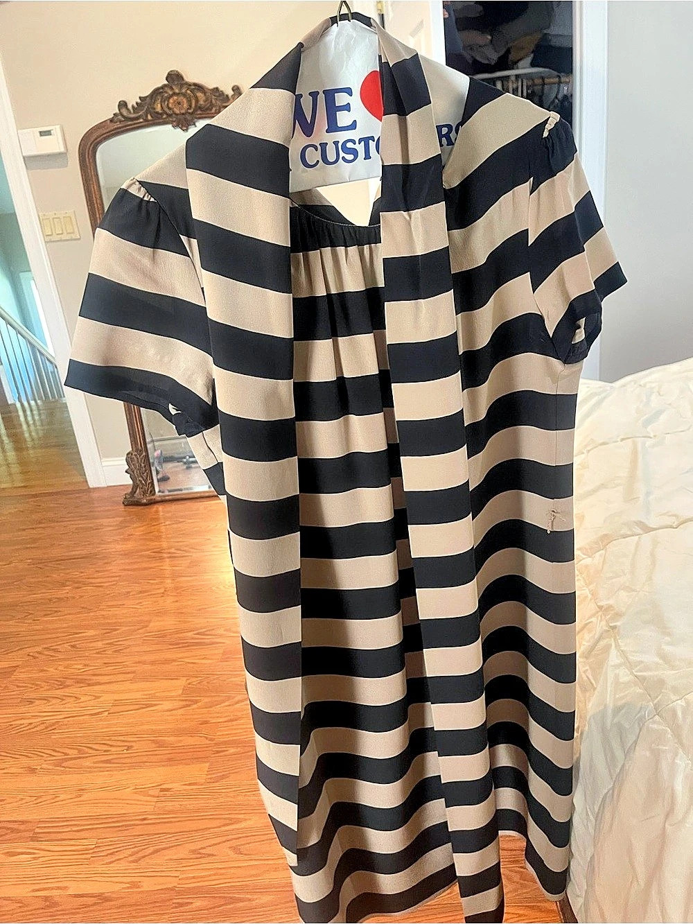 Byron Lars Striped Maxi Dress in Black & Brown Like New